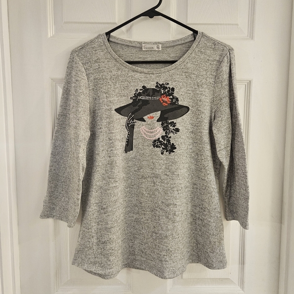 89th & Madison Sweater Lady Print Size Medium - Picture 1 of 11